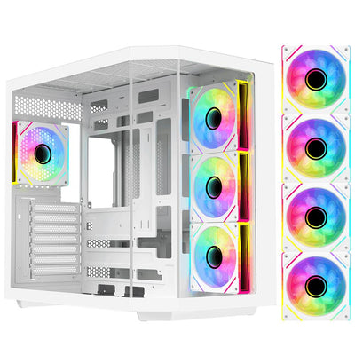 IceStream Pro White Aqua 4xARGB PWM Fan ITX, Micro‑ATX, ATX, E‑ATX Gaming Bilgisayar Kasası