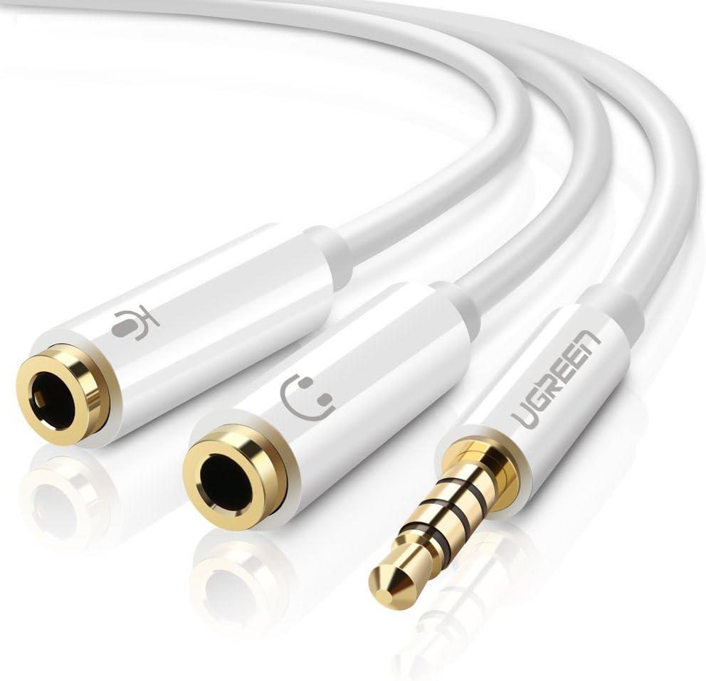 Ugreen Mikrofon ve Kulaklık Ayırıcı 3.5 mm Y Kablo Beyaz Outlet