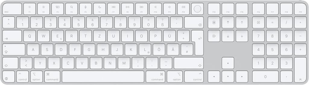 Apple Touch ID özellikli ve Sayısal Tuş Takımlı Magic Keyboard: Bluetooth, şarj edilebilir. Apple çipe sahip Mac bilgisayarlarla çalışır; Türkçe Q Klavye, Siyah tuşlar (Lightning) Outlet
