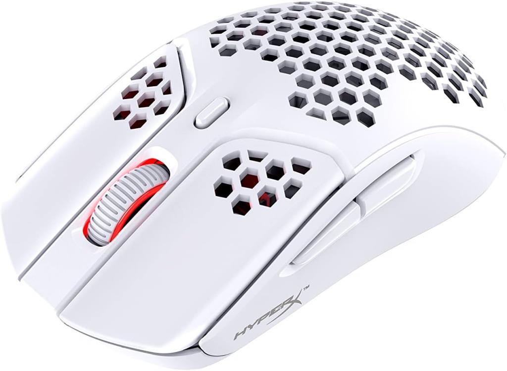 HyperX Haste أبيض، ماوس ألعاب لاسلكي/سلكي قابل لإعادة الشحن، عرض