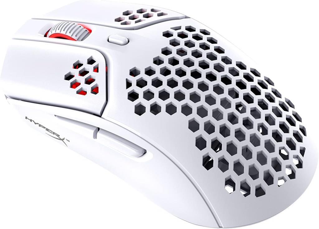 HyperX Haste أبيض، ماوس ألعاب لاسلكي/سلكي قابل لإعادة الشحن، عرض