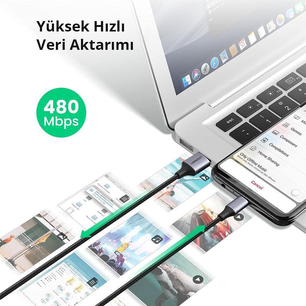 Ugreen Örgülü Micro Usb Data Ve Şarj Kablosu Siyah 1 Metre - Outlet