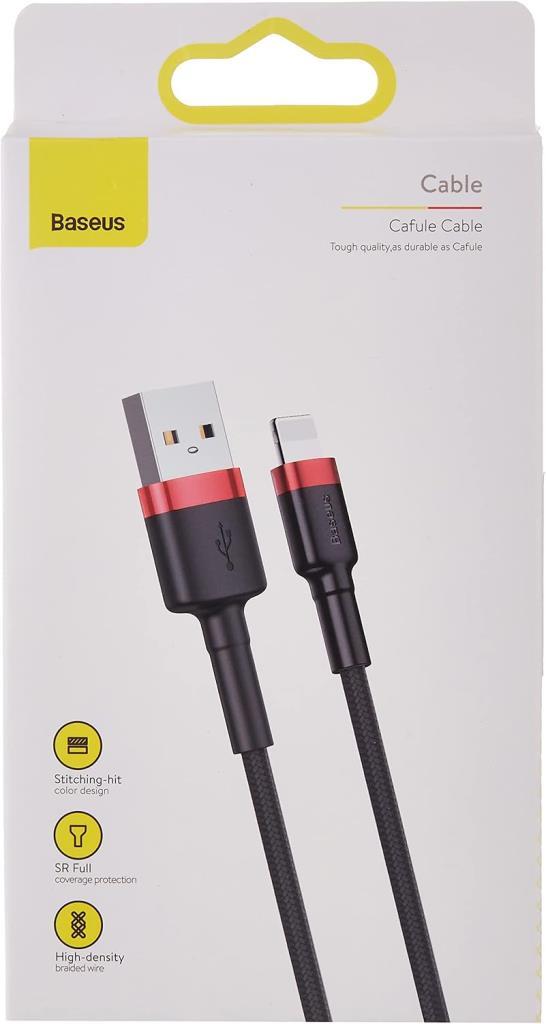 Baseus Cafule Serisi, 1.5 A USB-A & Lightning Şarj & Data Aktarım Kablosu, 2 Metre, Kırmızı - Siyah - Outlet