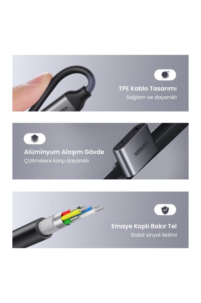 Ugreen Type-C 3.5mm Kulaklık ve Şarj Dönüştürücü