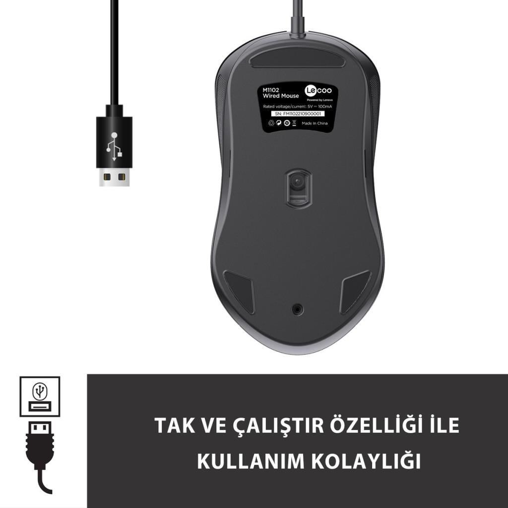 Lenovo Lecoo M1102 Optik Kablolu Mouse Outlet