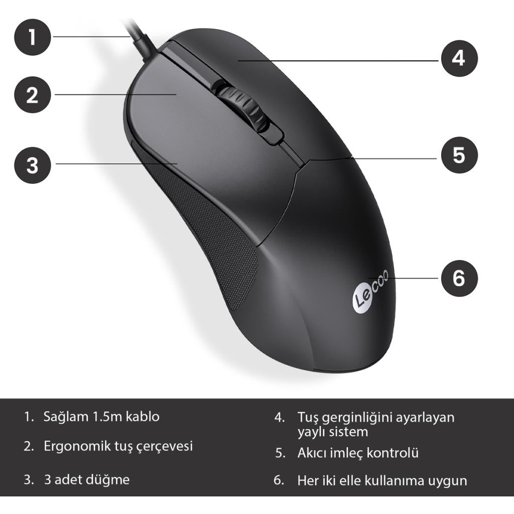 Lenovo Lecoo M1102 Optik Kablolu Mouse Outlet