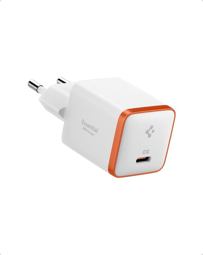 Spigen 30W USB-C Ultra Mini Hızlı Şarj Aleti PPS Desteği/Isı Düşürücü GaN Destekli Akım Korumalı Güç Adaptörü iPhone & Android & iPad & MacBook Type-C White - ACH08449 Outlet