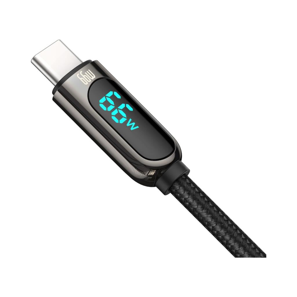 Baseus Display Hızlı Şarj Kablosu USB to Type-C 66W, 1m, Siyah