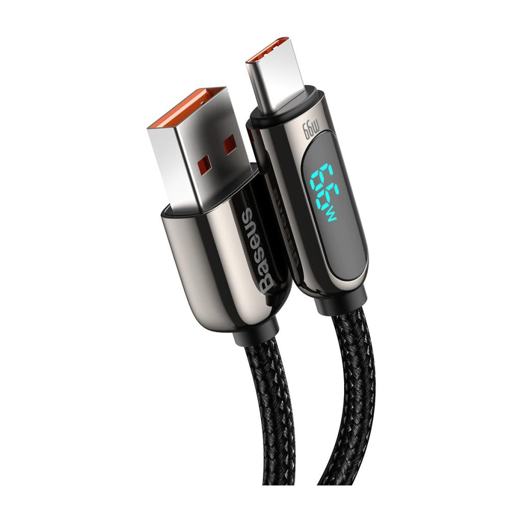 Baseus Display Hızlı Şarj Kablosu USB to Type-C 66W, 1m, Siyah