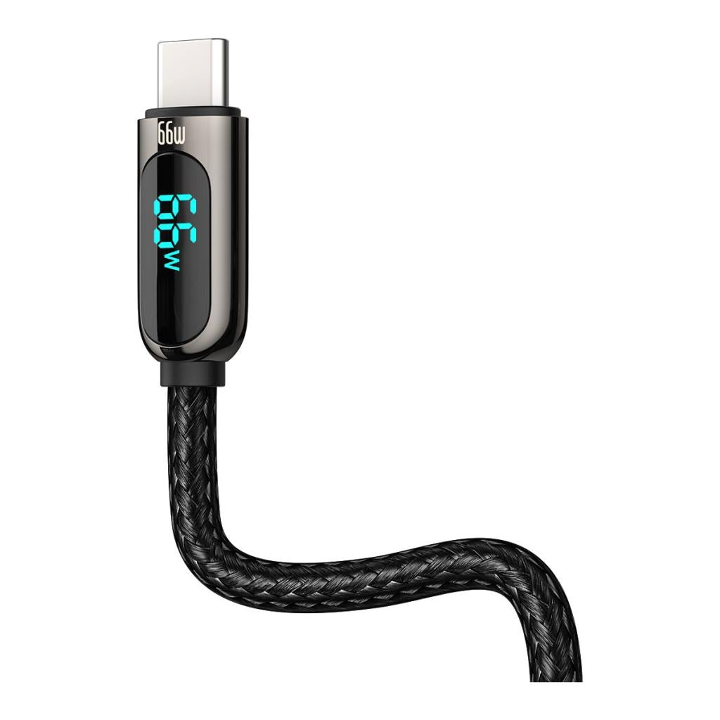 Baseus Display Hızlı Şarj Kablosu USB to Type-C 66W, 1m, Siyah
