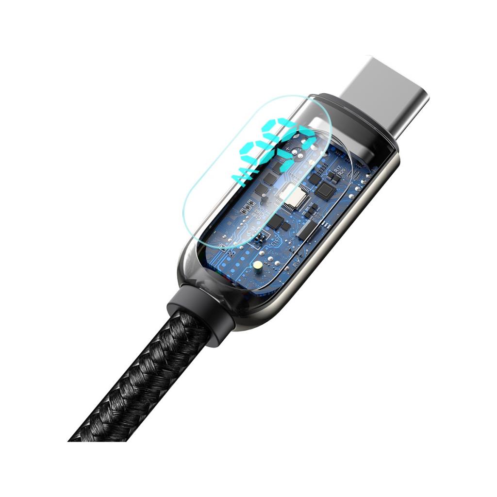 Baseus Display Hızlı Şarj Kablosu USB to Type-C 66W, 1m, Siyah