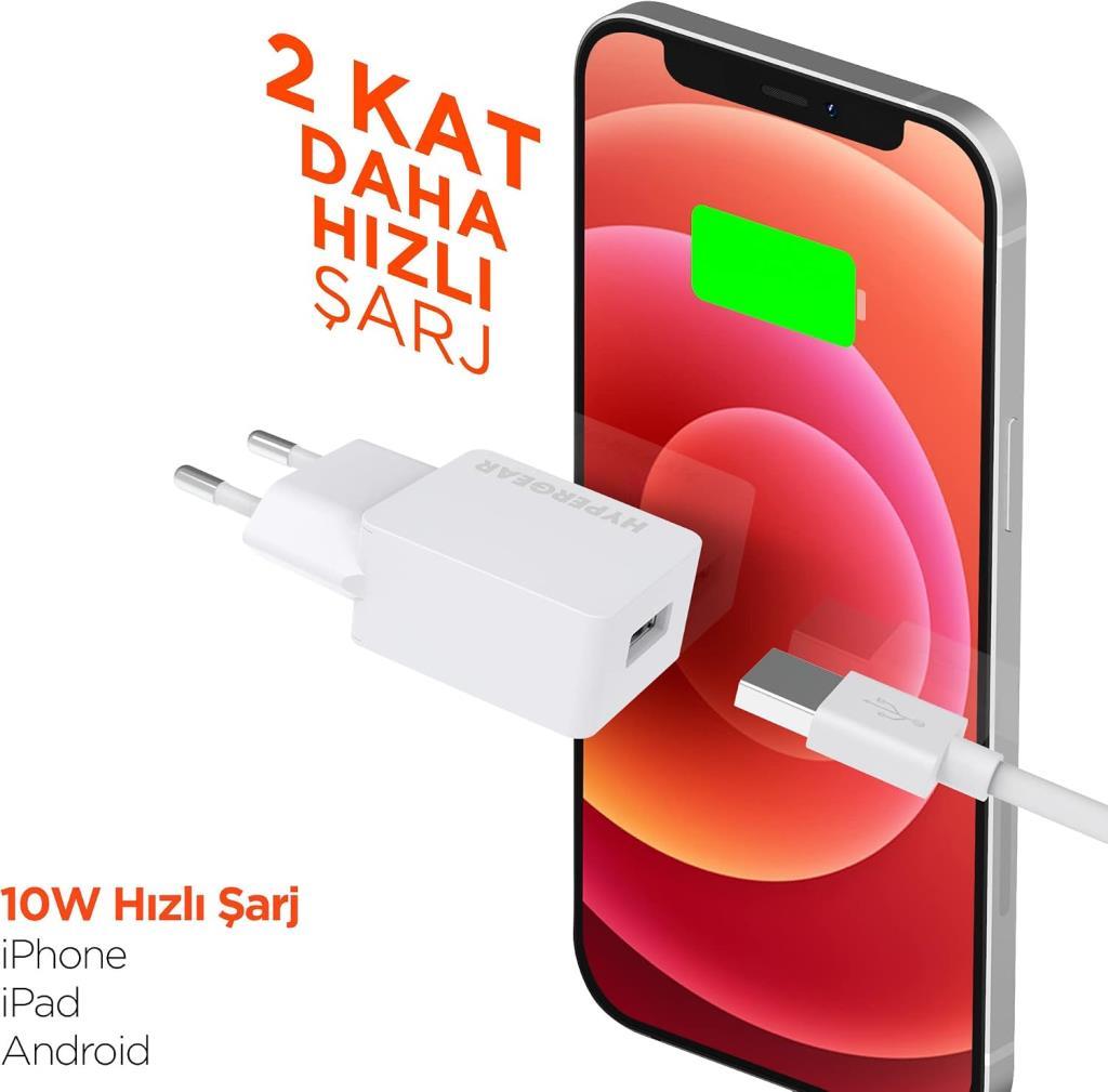 Hypergear Duvar Şarjı 1Usb-2.1A, Beyaz - Outlet