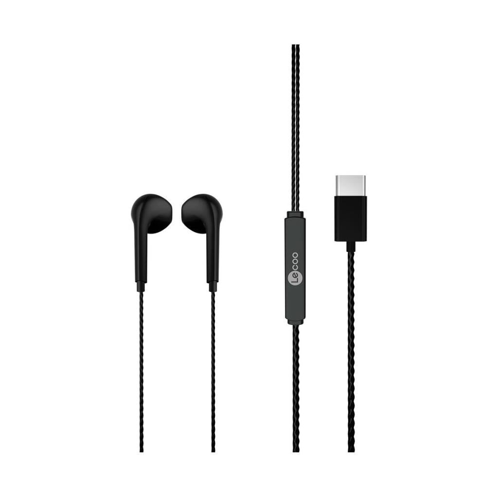 Lecoo EH104 Kablolu Type-C Girişli Mikrofonlu Kulak İçi Kulaklık - Sağlam Kablo Yapısı, Ses Ayarı Panelli, Stereo HD Mikrofon, Spor İş, Oyun için Evrensel Uyumluluk, Kulak İçi Kulaklık Siyah Teşhir