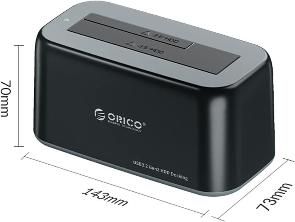 Orico USB 3.2 Gen2 1BAY 10Gbps 2.5 ve 3.5 inç SATA HDD SSD Dock Station - Outlet