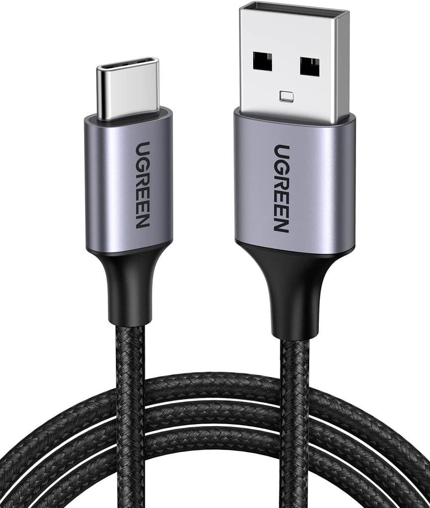 UGREEN 3.0 A USB-A & USB-C Örgülü Şarj ve Data Kablosu, 2 Metre, Siyah, 60128 Outlet