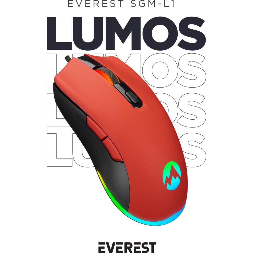 Everest SGM-L1 Lumos Kırmızı RGB Optik Kablolu Oyuncu Mouse Teşhir