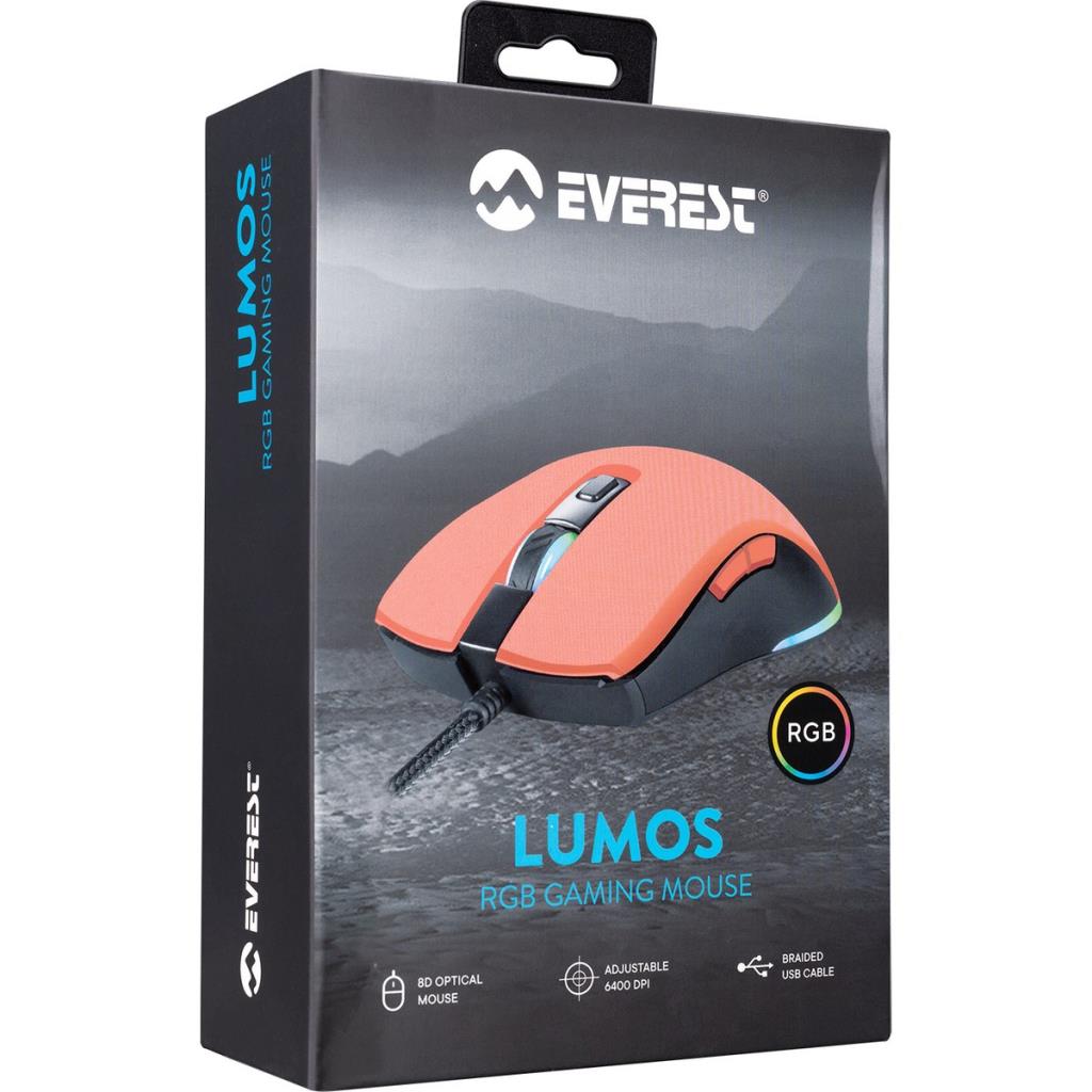 Everest SGM-L1 Lumos Kırmızı RGB Optik Kablolu Oyuncu Mouse Teşhir