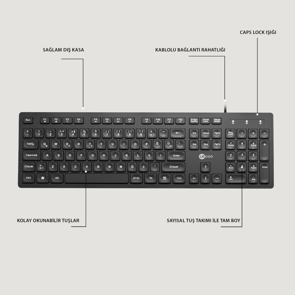 Lenovo Lecoo KB102 Q Kablolu Klavye Outlet