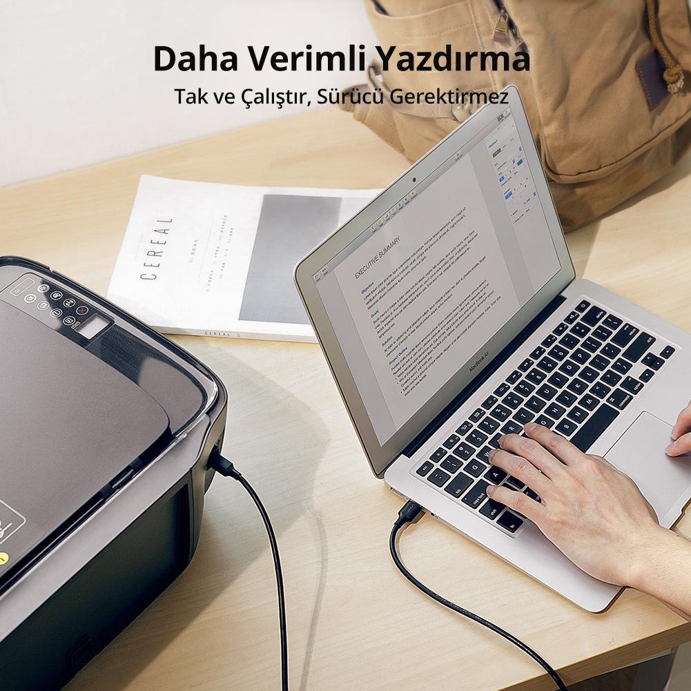 Ugreen USB 2.0 USB B Yazıcı Tarayıcı Kablosu 1.5 Metre
