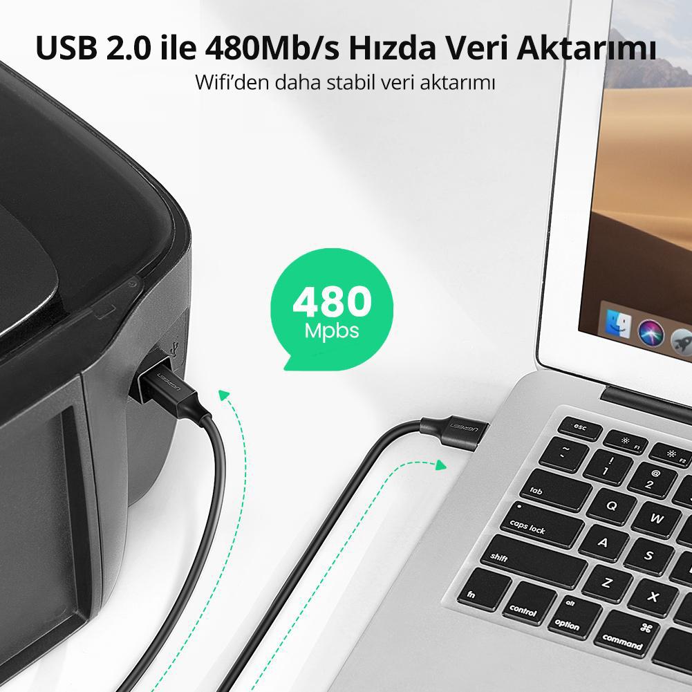 Ugreen USB 2.0 USB B Yazıcı Tarayıcı Kablosu 1.5 Metre
