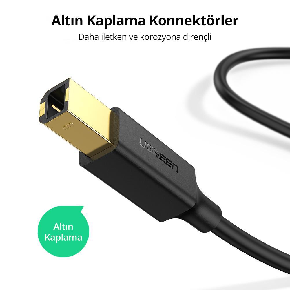 Ugreen USB 2.0 USB B Yazıcı Tarayıcı Kablosu 1.5 Metre