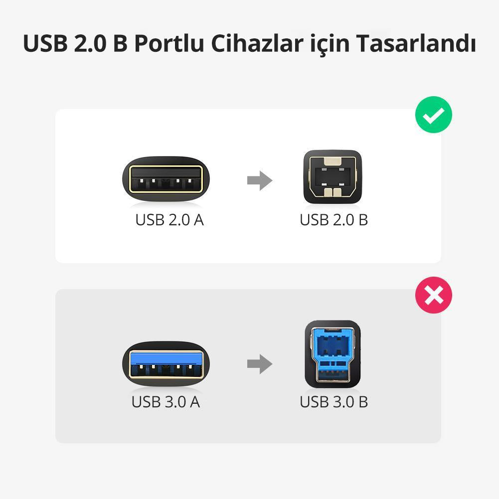 Ugreen USB 2.0 USB B Yazıcı Tarayıcı Kablosu 1.5 Metre