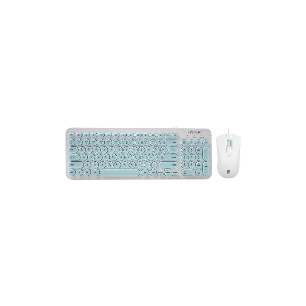 Everest KM-01K Turkuaz Kablolu Klavye Mouse Seti Teşhir
