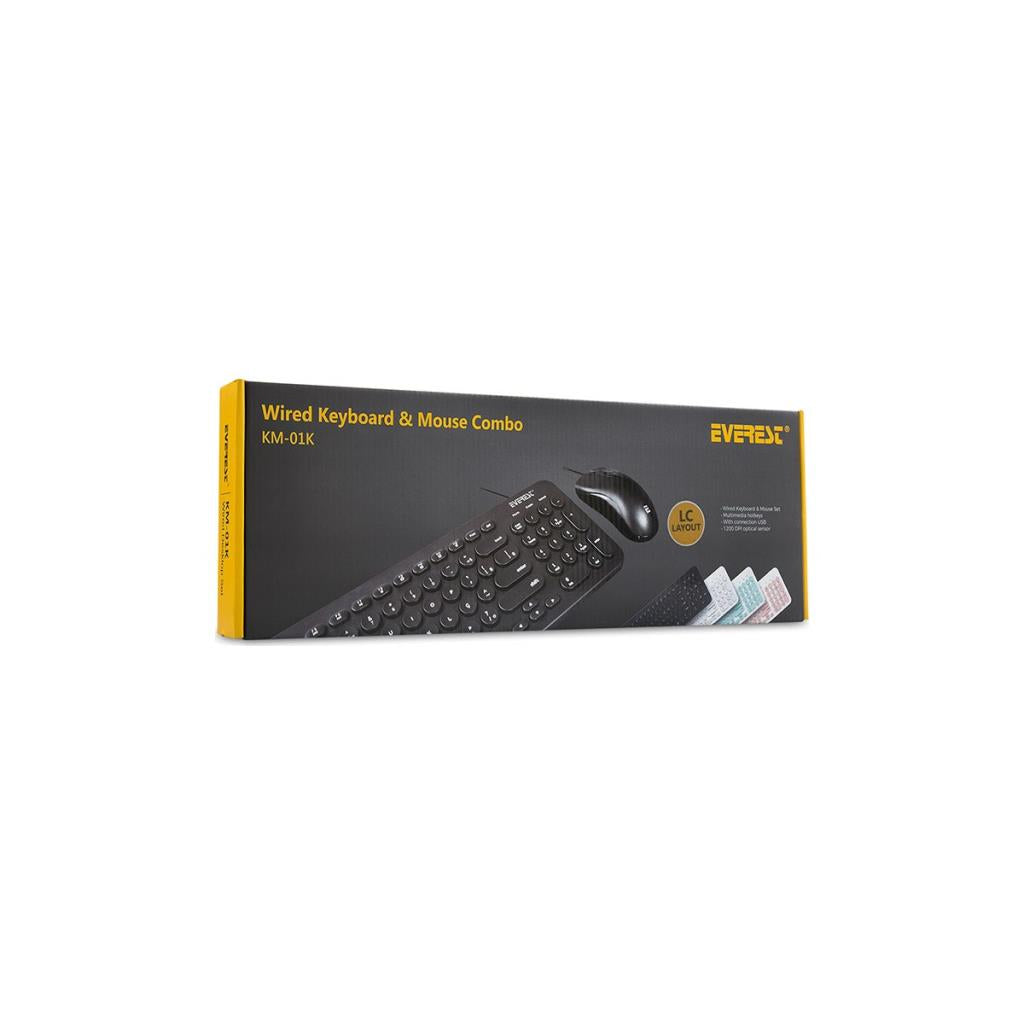 Everest KM-01K Turkuaz Kablolu Klavye Mouse Seti Teşhir
