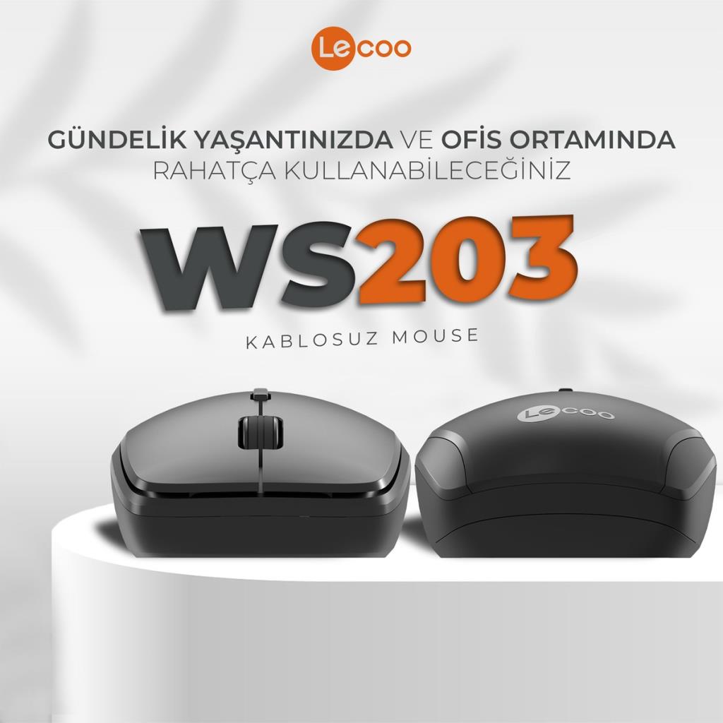 Lenovo Lecoo WS203 Ergonomik Optik Kablosuz Mouse Teşhir