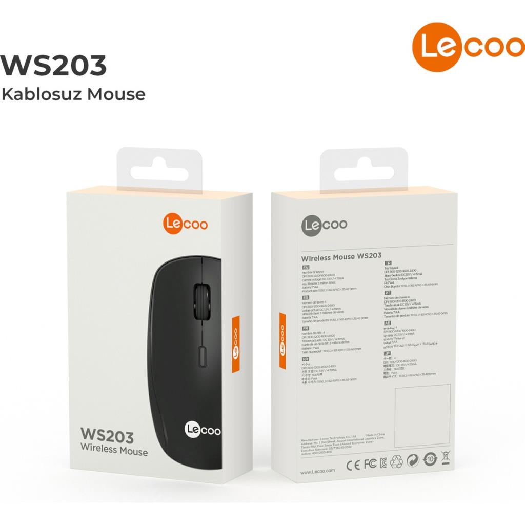 Lenovo Lecoo WS203 Ergonomik Optik Kablosuz Mouse Teşhir