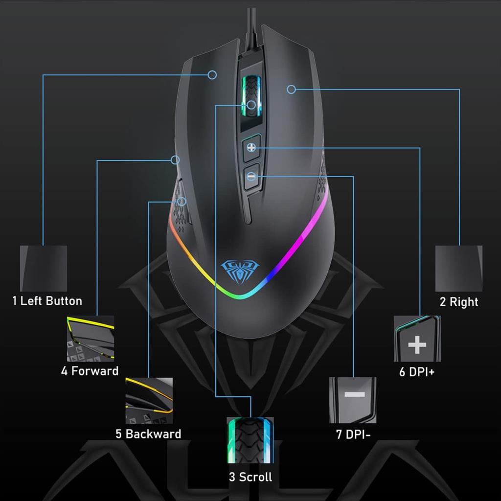 Aula F805 Kablolu Optik Oyuncu Mouse - OUTLET