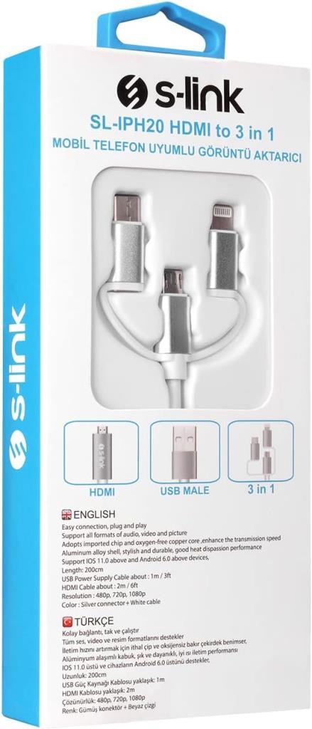 S-link SL-IPH20 2 m HDMI Dönüştürücü - Outlet