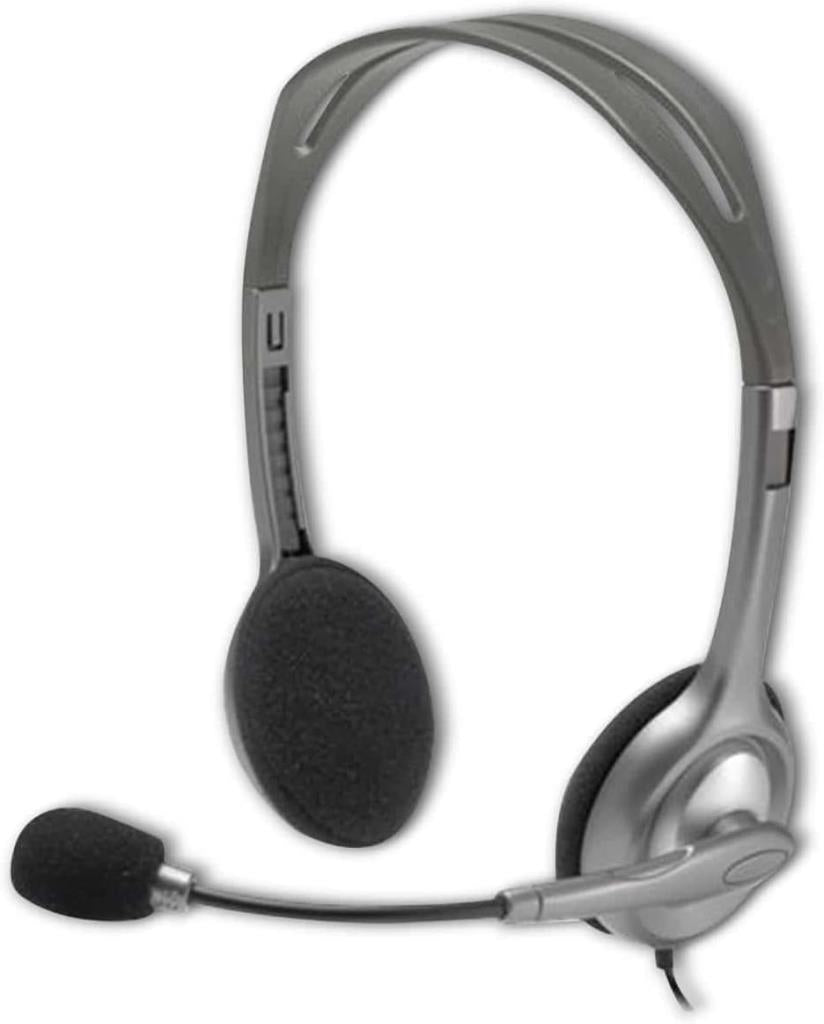 Logitech H110 Kablolu Stereo Kulak Üstü Mikrofonlu Kulaklık, 3,5 mm Jak Girişi, Gri