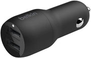 Belkin Boost Charge Çift Bağlantı Noktalı 24 W Araç Şarjı, iPhone ve Android telefon uyumlu, Siyah, CCB001btBK Outlet