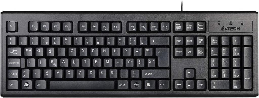 A4 Tech KM-720 (F)Türkçe FN-Multimedya Klavye, Suya Dayanıklı, 2.3 cm, Hafif Tasarım, Ayarlanabilir Yükseklik, Siyah Teşhir