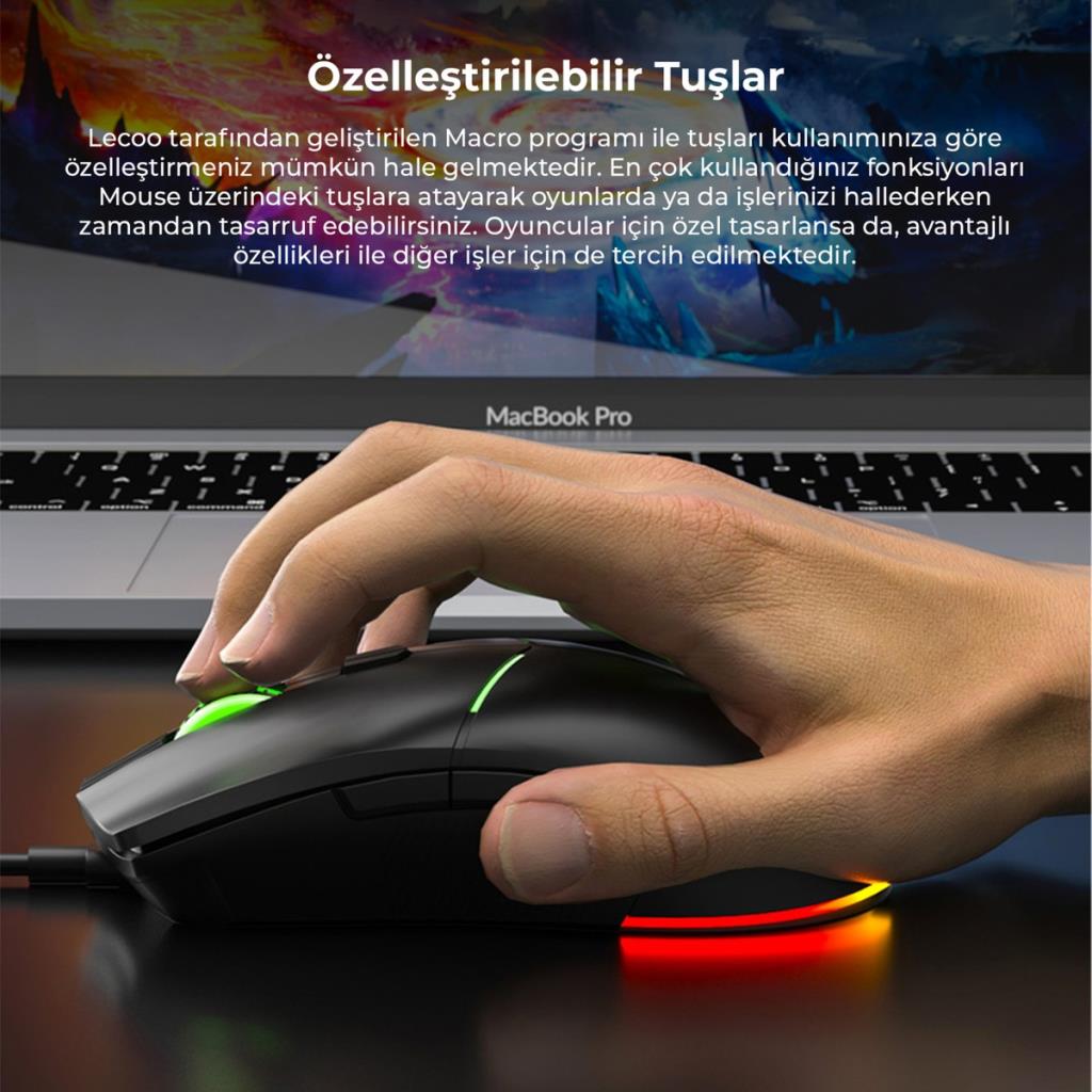 Lenovo Lecoo MS109 RGB Optik Kablolu Oyuncu Mouse Outlet