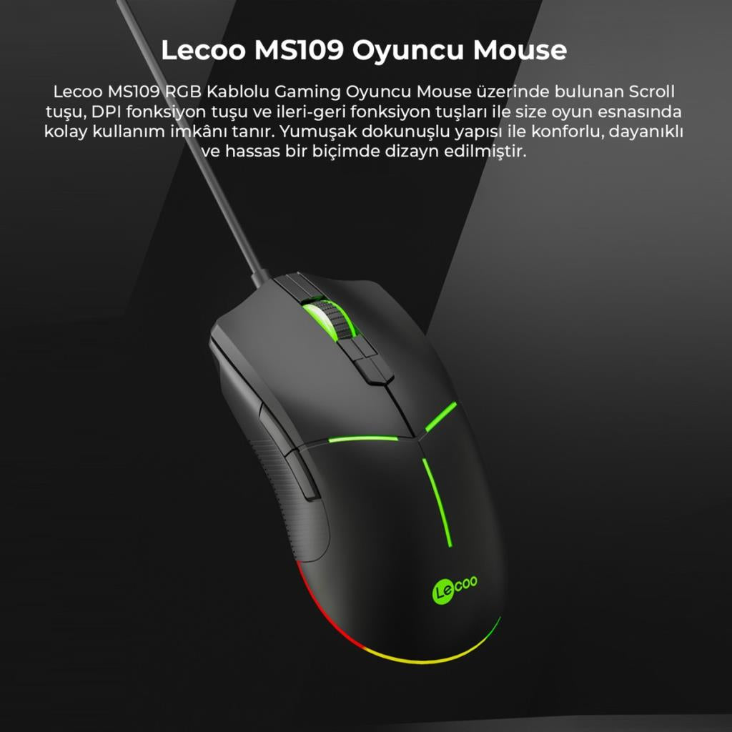 Lenovo Lecoo MS109 RGB Optik Kablolu Oyuncu Mouse Outlet