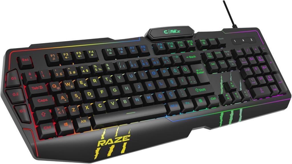 Claw's Raze RGB Yazılım & Harici G-Makro Tuşlu - Lazer Baskılı Özel ABS Materyal - Örgü Kablolu Membran Oyuncu Klavyesi Outlet