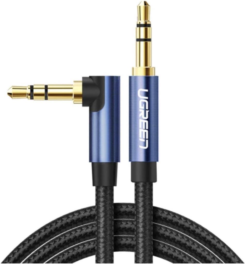 Ugreen 90 Derece L Tipi 3.5 mm Aux Ses Kablosu Mavi 1.5 Metre Outlet