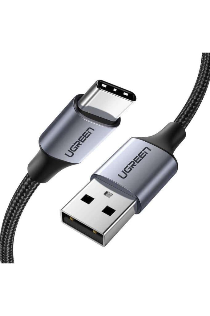 UGREEN 2.0 A USB-A & USB-C Örgülü Şarj ve Data Kablosu, 25 Santimetre, Siyah, 60124 Outlet
