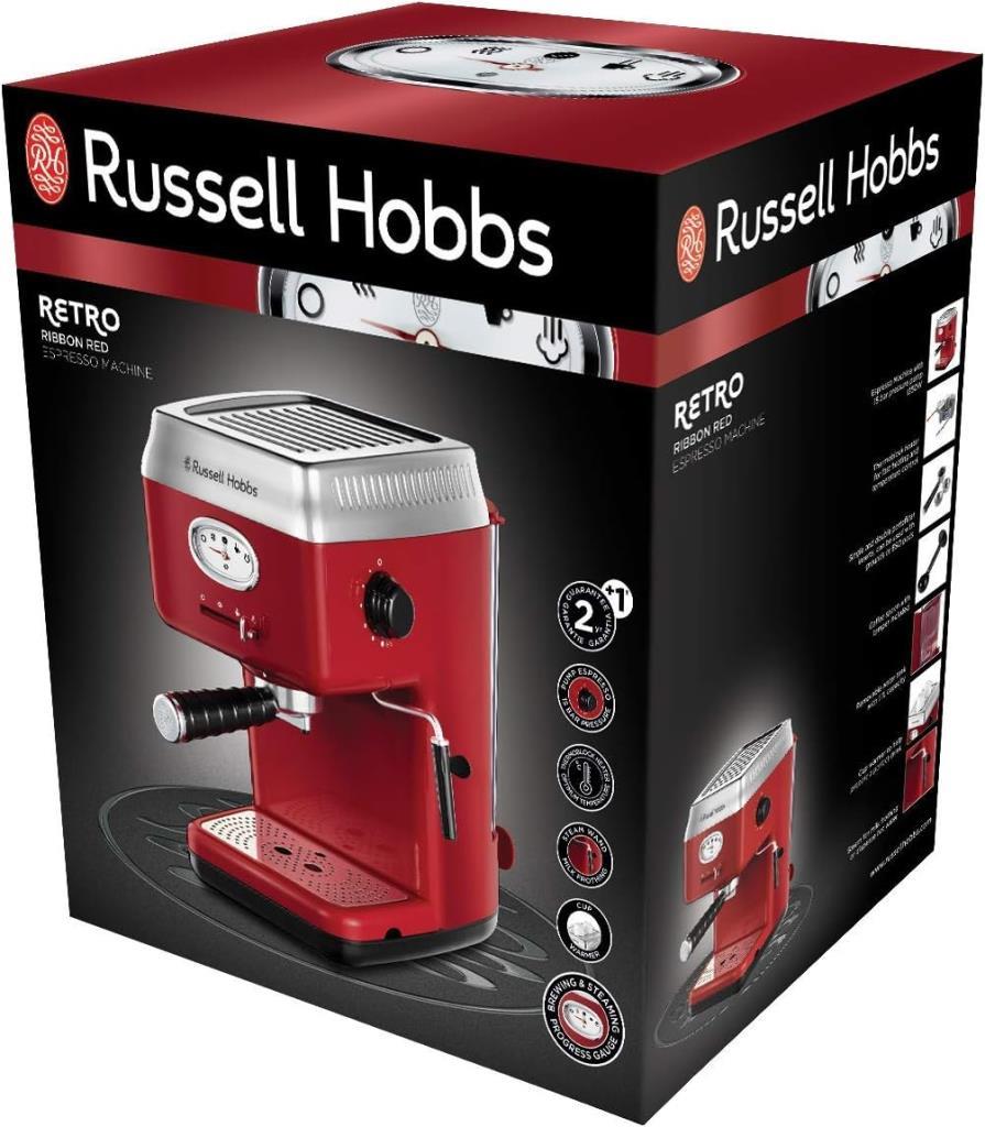 Russell Hobbs 28250-56 Retro Red Espresso Machine Display 