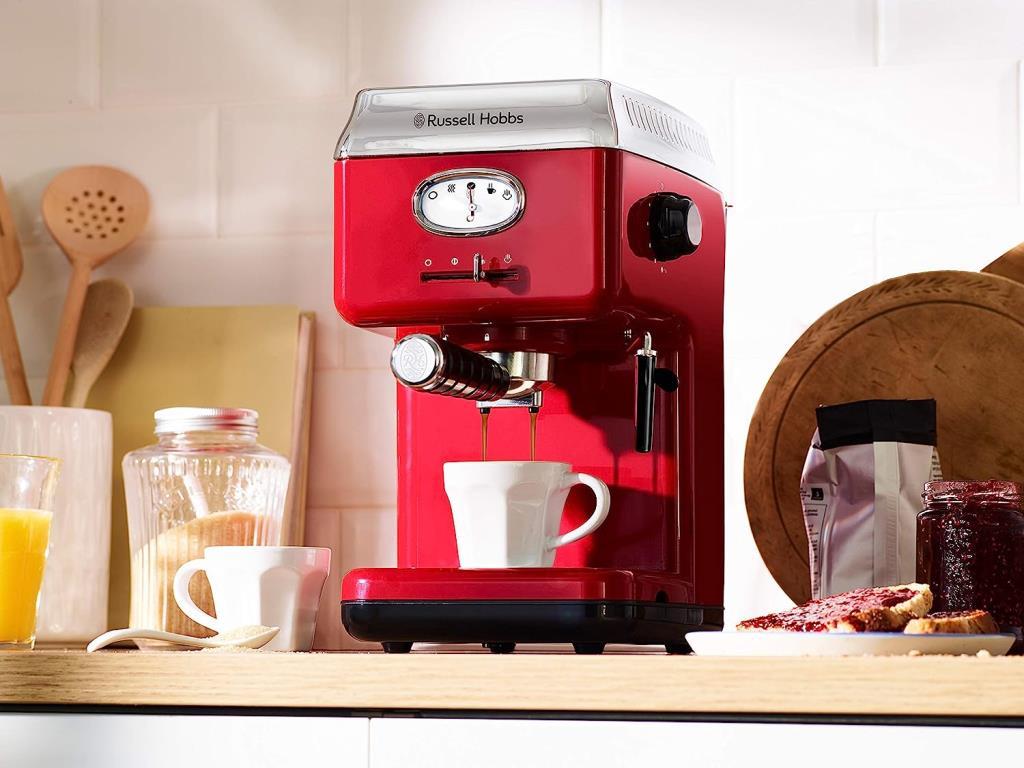 Russell Hobbs 28250-56 Retro Red Espresso Machine Display 