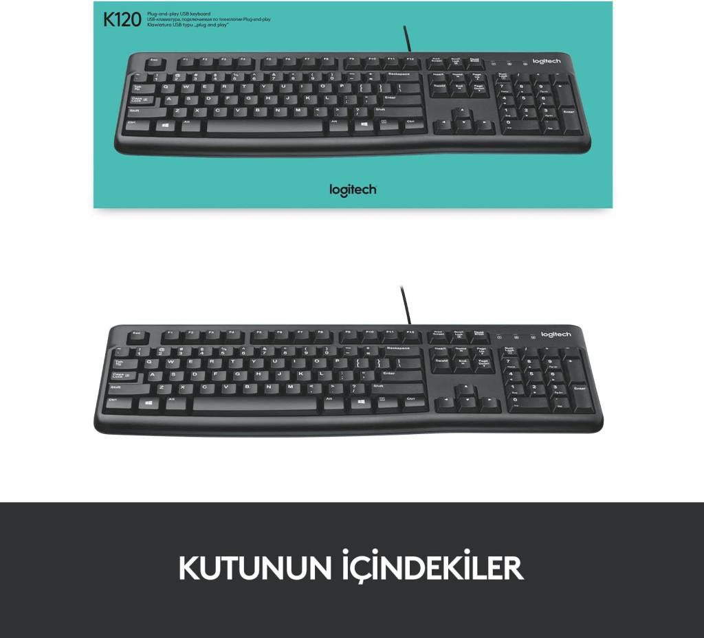 Logitech K120 920-002505 Q Kablolu Klavye Outlet