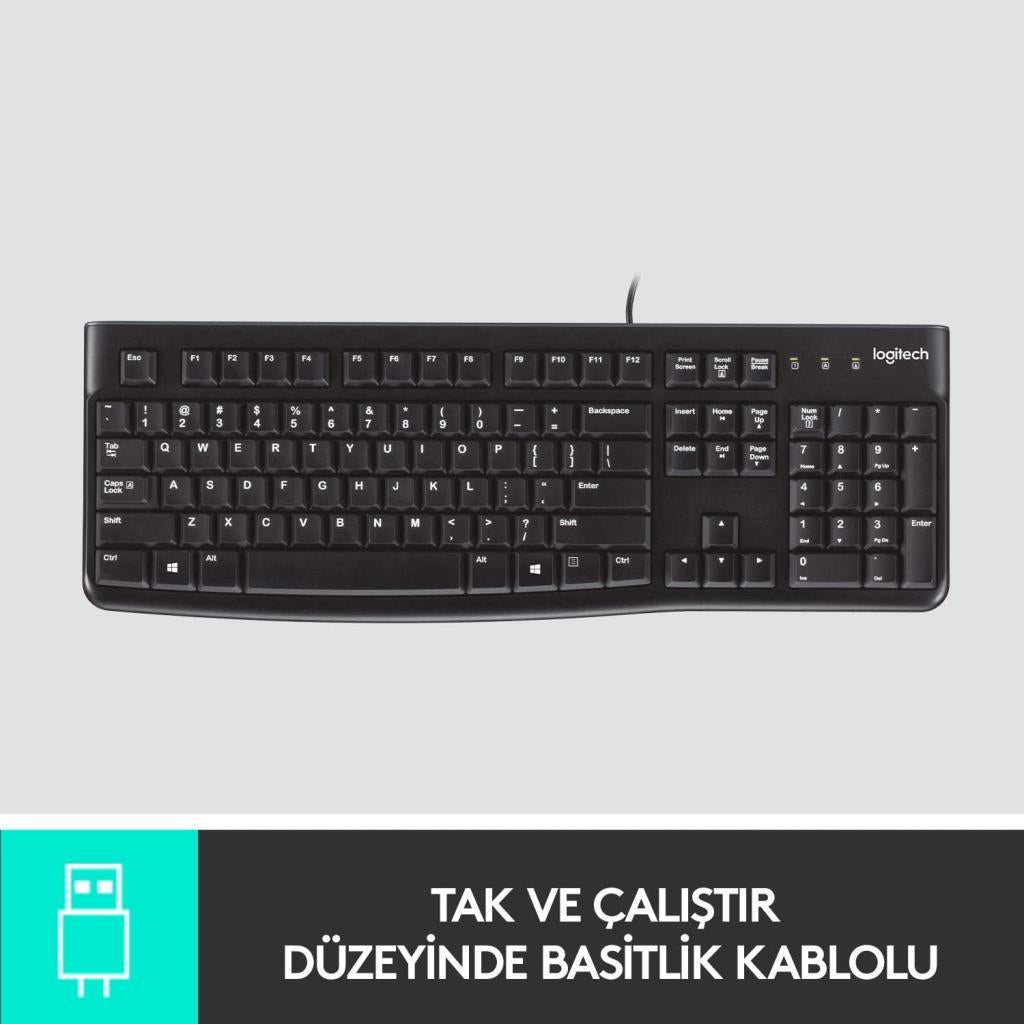 Logitech K120 920-002505 Q Kablolu Klavye Outlet