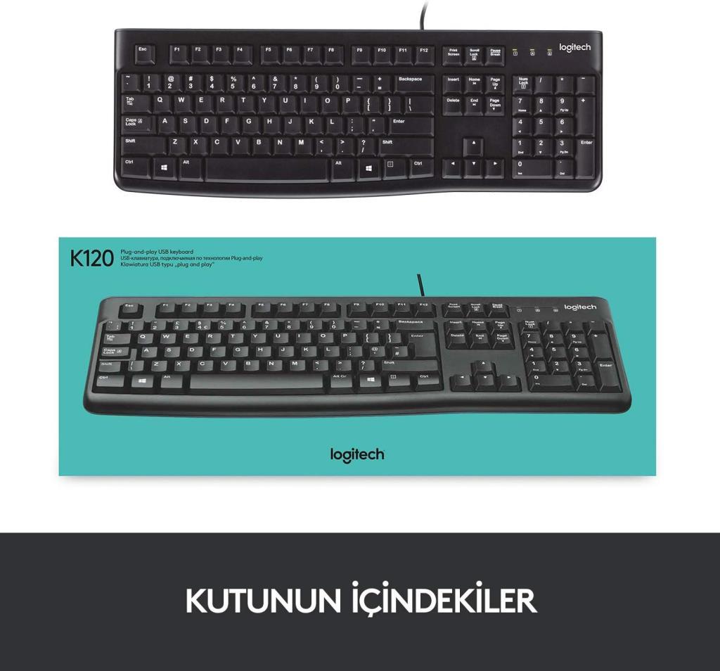 Logitech K120 920-002505 Q Kablolu Klavye Outlet