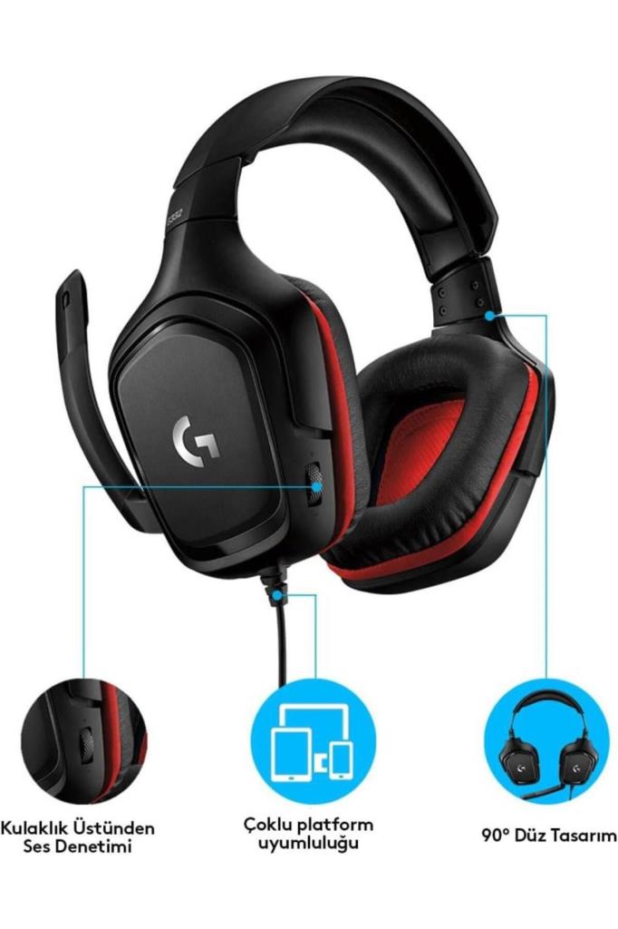 Logitech G332 981-000757 Kablolu Mikrofonlu Kulak Üstü Oyuncu Kulaklığı Outlet