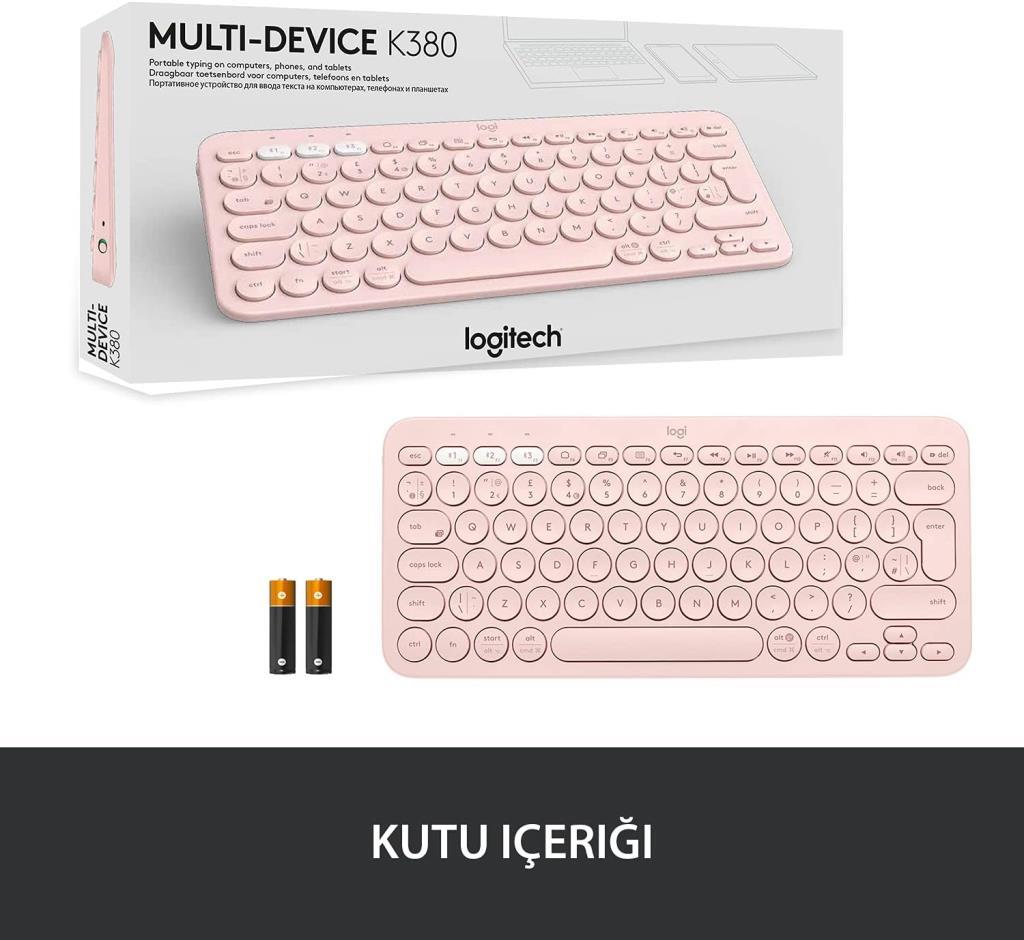 Logitech K380 Pembe Kablosuz Klavye Outlet