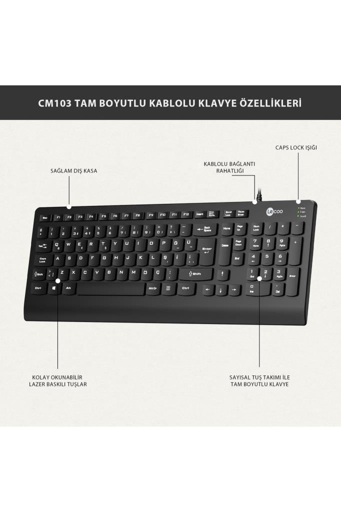 Lenovo Lecoo CM103 Kablolu Klavye Mouse Seti