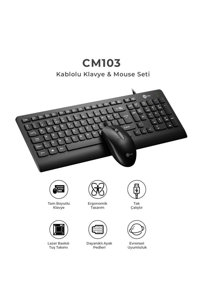 Lenovo Lecoo CM103 Kablolu Klavye Mouse Seti