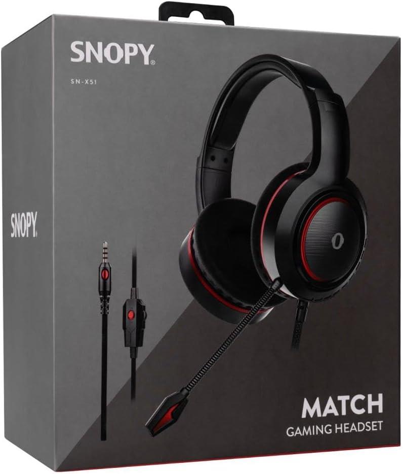 Snopy Match SN-X51 Siyah-Kırmızı Kablolu Kulak Üstü Oyuncu Kulaklığı - Teşhir